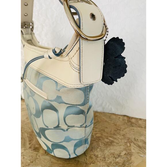 COACH F13358 Bleecker canvas blue Duffle Bucket shoulder convertible crossbody - Picture 4 of 10